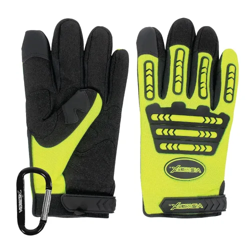 Guantes mecánicos de alta visibilidad, protectores ajustables para muñecas y nudillos, guantes de trabajo resistentes, guantes de seguridad
