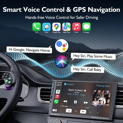 Miniatura 3 de Estéreo de auto DIN único de 9 pulgadas con Apple CarPlay inalámbrico y Android Auto, radio de coche UHD IPS pantalla táctil, cámara trasera 1080P