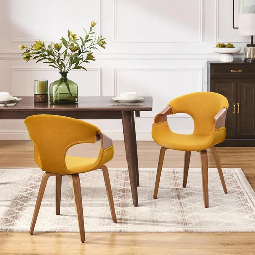 Miniatura 12 de Art Leon Mid Century - Silla de escritorio moderna sin ruedas, silla de escritorio de madera tapizada de piel sintética, silla de oficina con patas