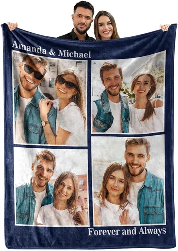 Miniatura 18 de MeMoShe Mantas personalizadas con fotos, regalos personalizados para parejas, manta de foto personalizada, regalos personalizados de "Te quiero