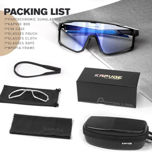 Miniatura 6 de KAPVOE Gafas de ciclismo fotocromáticas para hombres y mujeres, gafas de sol para bicicleta de montaña MTB, deportes, transición, triatlón, carrera