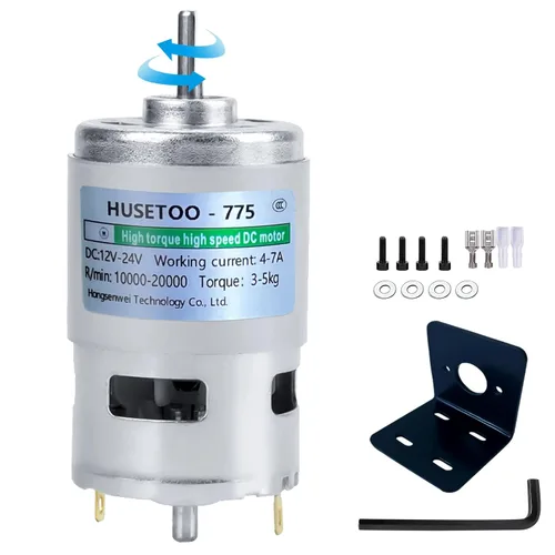 Motor DC de 12V 775 - torque alto (máx. 20000 RPM) con doble rodamiento de bolas, ventilador de enfriamiento incorporado para actualización de