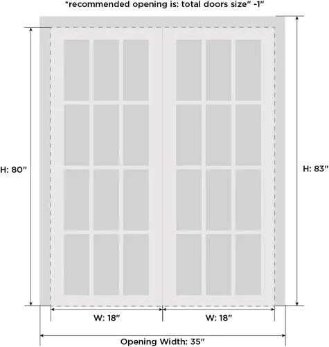 Miniatura 6 de VDOMDOORS Mela 7001 Puertas interiores de derivación, sin vidrio, MDF, 36x80, blanco, accesorios de estilo clásico incluidos