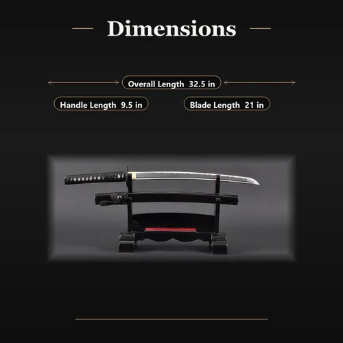 Miniatura 6 de Handmade Sword - Espada Katana de entrenamiento Iaido sin afilar de aleación de aluminio, hecha a mano, espada completa, vaina negra