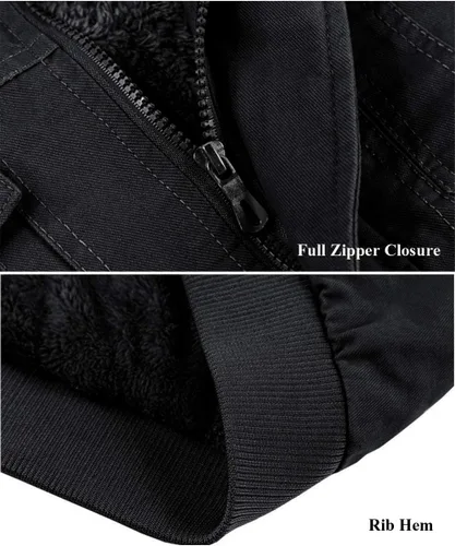 Miniatura 5 de EKLENTSON Men's Winter Jacket with Multi Pockets Zip Front Thick Thermal Fleece Lined Coat Work Cargo Jacket for Men