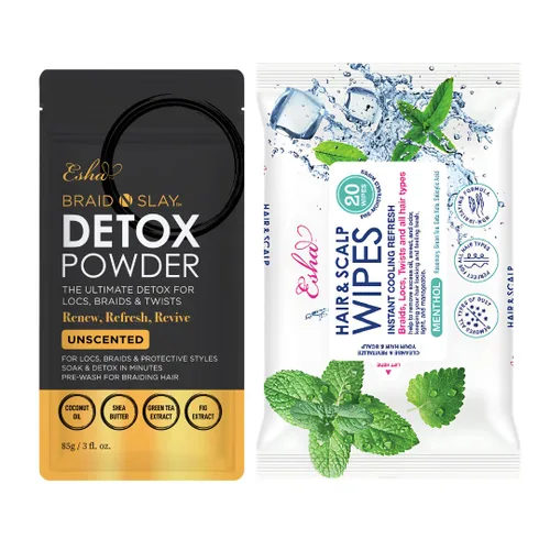 Miniatura 11 de Esha Kit de desintoxicación – Toallitas para cabello y cuero cabelludo + polvo de desintoxicación de pomelo – Limpieza del cuero cabelludo y cuidado