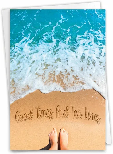 Miniatura 11 de The Best Card Company - 1 Tarjeta en blanco para todas las ocasiones - Tarjeta de notas del océano tropical con sobre - Life's a Beach A C6328AOCB