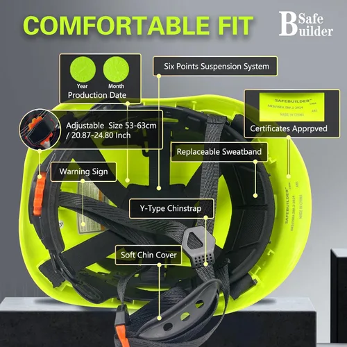 Miniatura 4 de SAFEBUILDER Casco de seguridad industrial con visera Casco duro ABS con visera Ventilación ajustable Casco de construcción Protección para la cabeza