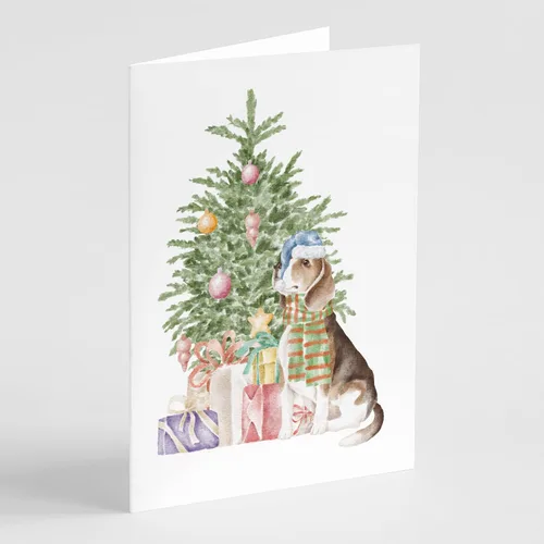 Miniatura 62 de Caroline's Treasures CK8213GCA7P Bulldog, Bulldog Inglés #2 - Tarjetas de felicitación y sobres de árbol de Navidad, paquete de 8 tarjetas en blanco