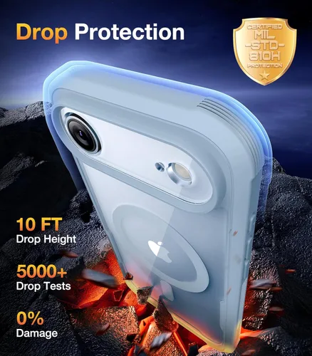 Miniatura 6 de Diaclara Funda magnética diseñada para iPhone Air, protector de pantalla de cuerpo completo, compatible con MagSafe, a prueba de caídas, con Azul