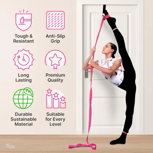 Miniatura 2 de TTolbi Door Leg Stretcher Strap with Sturdy Door Anchor & Resistance Band - Splits & Flexibility Trainer for Ballet, Dance, Gymnastics, Cheer, Pole