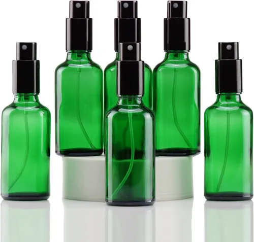 Miniatura 16 de YIZHAO Botellas de vidrio ámbar de 1 oz, con pequeño aerosol de niebla fina, tapa de metal, recargable para aceite esencial, viajes, limpieza