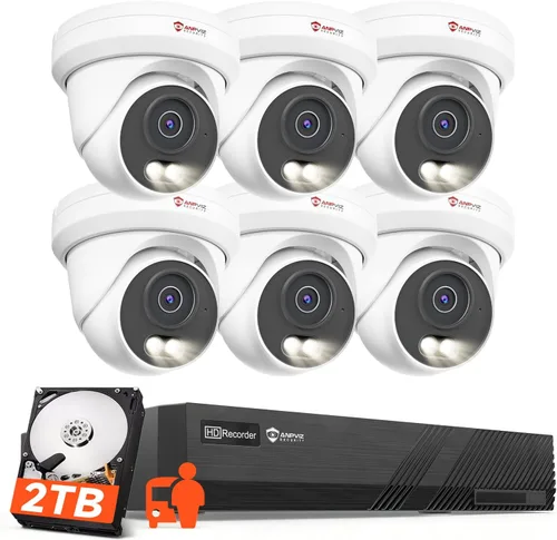 Anpviz 8CH 4K PoE Sistema de cámaras de seguridad, 6 piezas de cámaras IP PoE con cable de 8MP con detección de humanos y vehículos, visión nocturna
