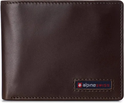 Alpine Swiss Nolan - Cartera plegable para hombre con protección RFID, de piel auténtica, viene en una caja de regalo