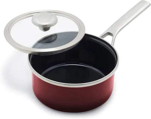 Miniatura 12 de Merten & Storck Utensilios de cocina esmaltados con núcleo de acero hecho a mano europea, sartén de 3 cuartos de galón con tapa, inducción, sin PFAS