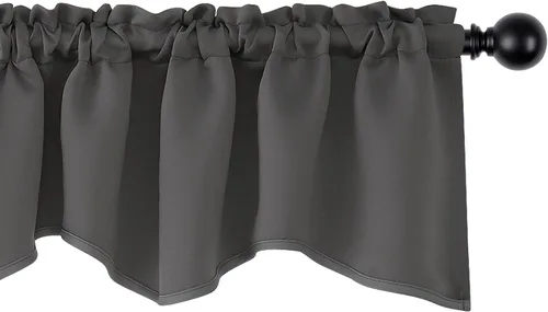 Miniatura 16 de Cenefas Deconovo festoneadas para cortinas pequeñas para oscurecimiento con barra de cortina sólida