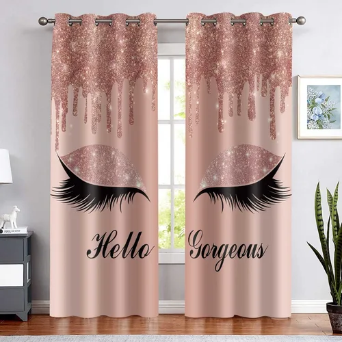 Miniatura 29 de Hello Gorgeous - Cortina de pestañas de unicornio, para oscurecer la habitación, con aislamiento térmico, con ojales, para decoración de dormitorio