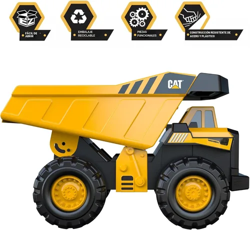 Miniatura 2 de CAT Juguetes de construcción, Camión volquete de acero de 16" - Cuerpo de acero real, cama basculante funcional, ruedas todo terreno extragrandes