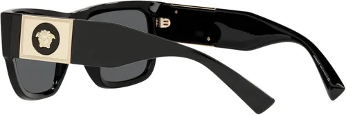 Miniatura 3 de Versace - Gafas de sol para hombre, marco negro, lentes gris oscuro, 56 mm