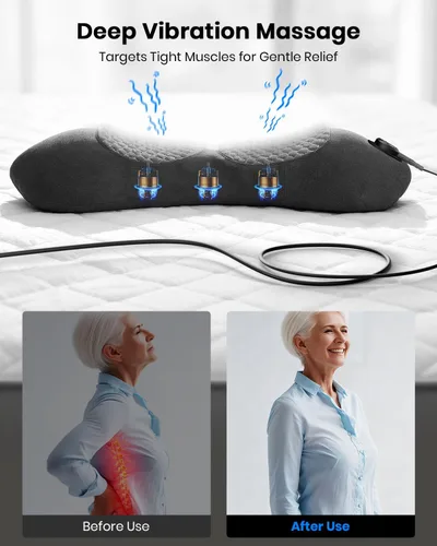 Miniatura 9 de Triple Fusion - Masajeador de espalda con estiramiento, vibración y calor, almohada lumbar eléctrica 3 en 1 para aliviar la tensión de la espalda