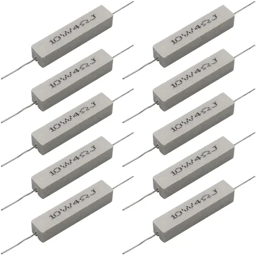 Miniatura 37 de 10 resistencias de cable de plomo axial de 10 W, 0.5 ohmios y 5 % – Resistencias de potencia de cemento cerámico fijas de heridas blancas