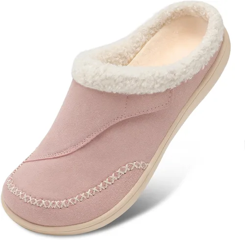 LeIsfIt Pantuflas anchas para mujer, ajustables, para diabéticos, cálidas, acogedoras, antideslizantes, de espuma viscoelástica, para invierno, para