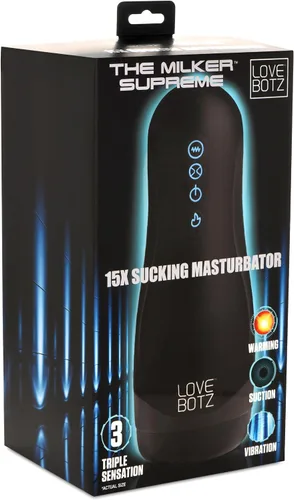 Miniatura 7 de LoveBotz Auto Milker 15X - Masturbador masculino exprimidor con triple sensación, vibración de calentamiento para apretar, juguete de placer sexual