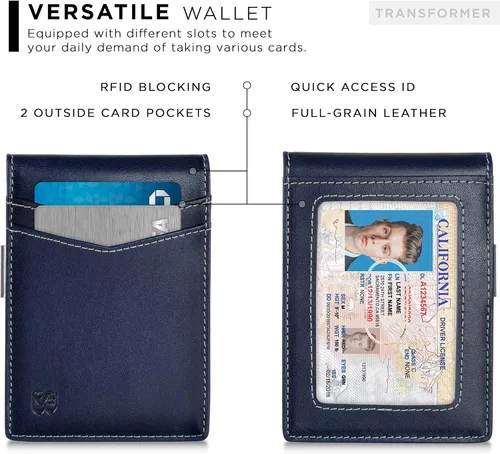 Miniatura 4 de SERMAN BRANDS Money Clip Wallet - Mens Wallets slim Front Pocket RFID Blocking Card Holder Minimalist Mini Bifold