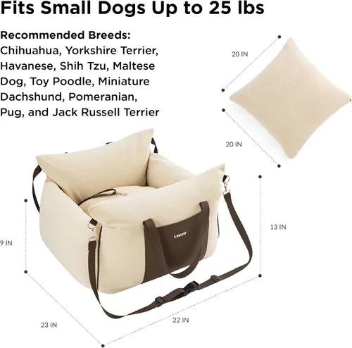 Miniatura 6 de Lesure Asiento de automóvil para perros pequeños - Asiento elevador para perro con parte inferior impermeable, correa de seguridad con clip