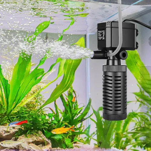 hygger Filtro sumergible para acuario pequeño de 5 a 10 galones, filtración en tanque con aireación para agua salada y agua dulce, filtros internos