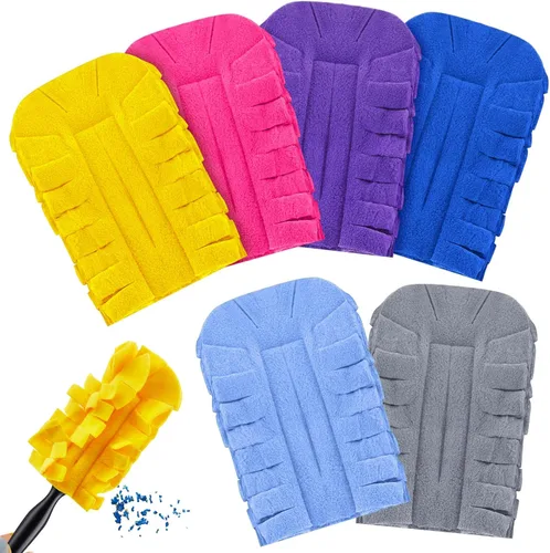 Miniatura 15 de Zubebe 12 piezas de repuesto de plumero de forro polar reutilizables, plumeros planos de plumas, almohadillas de limpieza lavables para múltiples