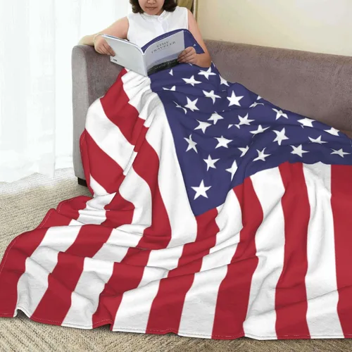 Miniatura 9 de Manta con la bandera estadounidense para niños, manta de franela decorativa para sofá, cama, sofá, viajes, campamento, automóvil, para cumpleaños