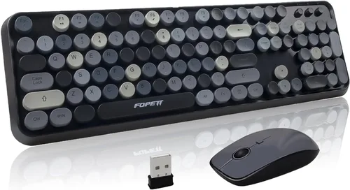Miniatura 22 de FOPETT - Juego de teclado y mouse inalámbricos de 2.4 GHz con botón de interruptor, teclado de tamaño completo, compatible con V2030 Azul Colorido