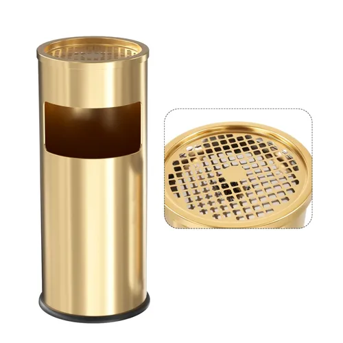 Bote de basura para exteriores, contenedor de basura redondo de acero inoxidable con cubo interior extraíble para desecho, contenedor de basura