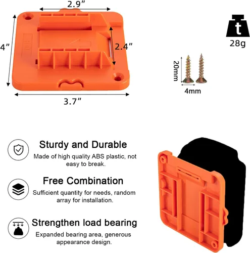 Miniatura 2 de Crivnhar Soporte de montaje de batería compatible con baterías Black+Decker de 20 V, soporte de pared para LBXR20 LB20 LBX20, organiza Paquete de 5