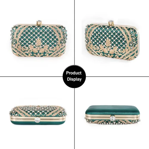 Miniatura 6 de DA BODAN - Bolso de noche para mujer, estilo vintage, con cuentas y lentejuelas y perlas, bolso de hombro para boda, novia, fiesta de graduación