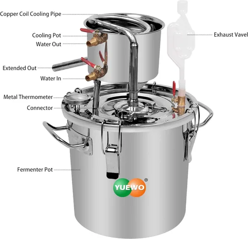 Miniatura 2 de YUEWO DIY 8Gal 30L alcohol Moonshine etanol todavía licores de acero inoxidable caldera agua Destilador hogar vino kit de fabricación