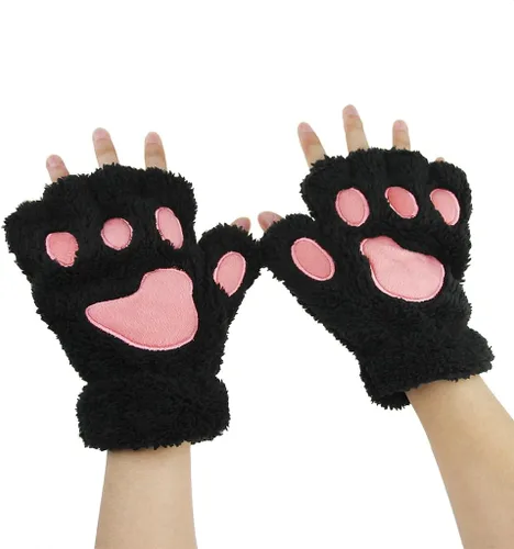 Miniatura 5 de Guantes de garra para disfraz de Halloween, medio dedo, lobo, oso, gato, guantes, guantes de piel sintética para mascarada, cosplay, utilería de mano