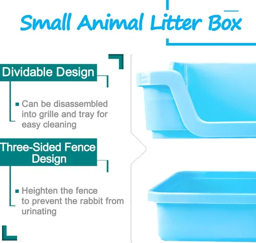 Miniatura 3 de Hamiledyi Caja de arena extra grande para conejos, inodoro de esquina para mascotas, entrenador de orinal para animales pequeños, bandeja de arena
