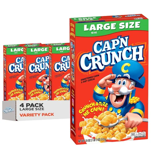Miniatura 12 de Cap'n Crunch Cereales, paquete variado de 3 sabores, cajas de tamaño grande, (paquete de 4)