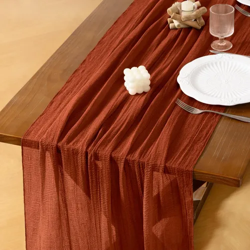Miniatura 10 de Socomi Camino de mesa de gasa verde oliva de verano de 120 pulgadas, rústico bohemio, camino de tela de queso para bodas, fiestas, baby shower