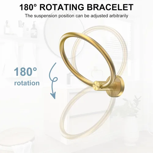 Miniatura 3 de SetSail Toallero de acero inoxidable con rosca para pared de baño, toallero de mano de acero inoxidable para baño, agujero de taladro de cocina