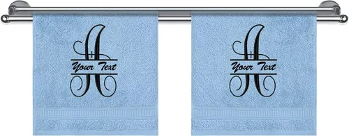 Miniatura 36 de Toallas con monograma, calidad de hotel y spa, supersuaves, altamente absorbentes, 100% algodón turco auténtico, juego de 2 toallas de baño