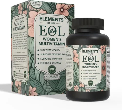 Elements of Life Multivitamínico para mujeres – Vitaminas diarias para mujeres con metilfolato, ingredientes orgánicos y suplementos naturales para