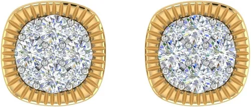 Miniatura 3 de Aretes de diamante cuadrado de 14 quilates en oro de 10 quilates
