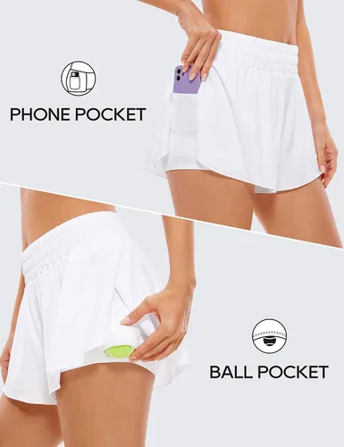 Miniatura 3 de CRZ YOGA Pantalones cortos de correr 2 en 1 para mujer, cintura alta, secado rápido, para atletismo, gimnasio, descanso, entrenamiento, lindas