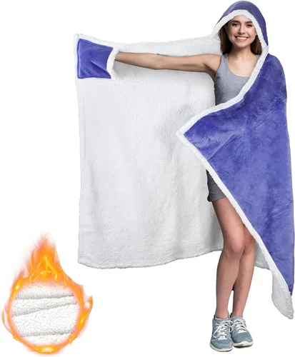 Miniatura 10 de Manta con capucha, cálida y acogedora manta de poncho suave, capa de forro polar, regalos para mujeres, Guepardo