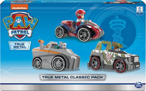 Miniatura 3 de Paw Patrol, Paquete Clásico de Metal Verdadero de 3 vehículos coleccionables fundidos a presión, escala 1:55 Paquete de 8 regalos de rescate
