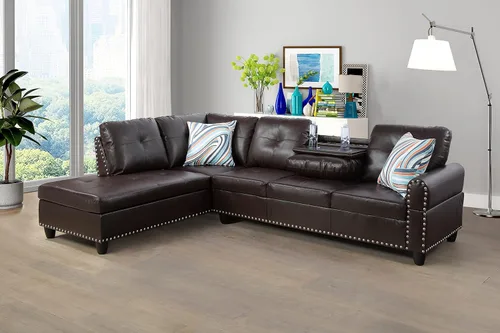 Miniatura 10 de FUOROLA Sofá modular de gran tamaño, sofá modular de cuero con reclinable, sofás seccionales para sala de estar, sofá reclinable de piel sintética