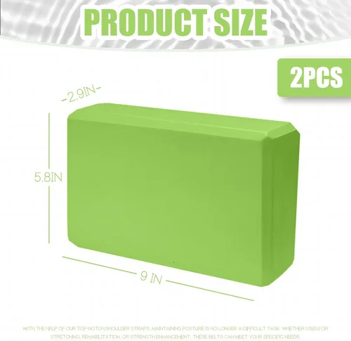 Miniatura 2 de 2 Pcs Yoga Blocks, 9"x6"x3" Foam Blocks Yoga Props for Pilates Stretching and Meditation Exercise Blocks Lightweight Yoga Essentials Verde